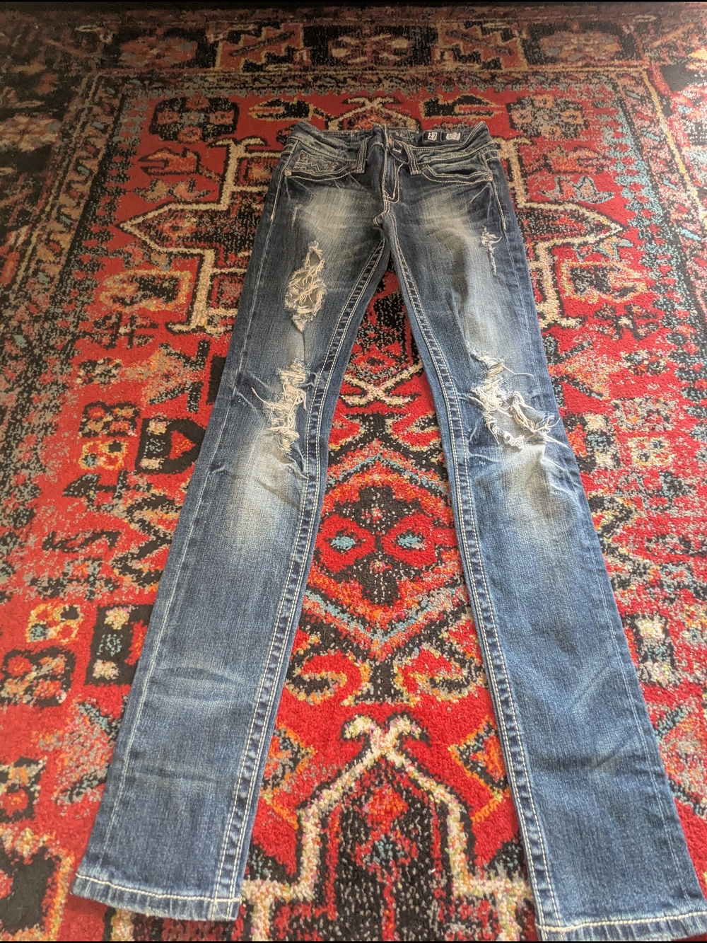 Miss Me Ripped Skinny Jeans in Blue